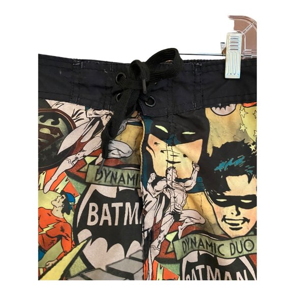 DC Comics Swim Trunks Men Size 32 Black Retro Batman Robin Superman Board Shorts - Picture 4 of 14
